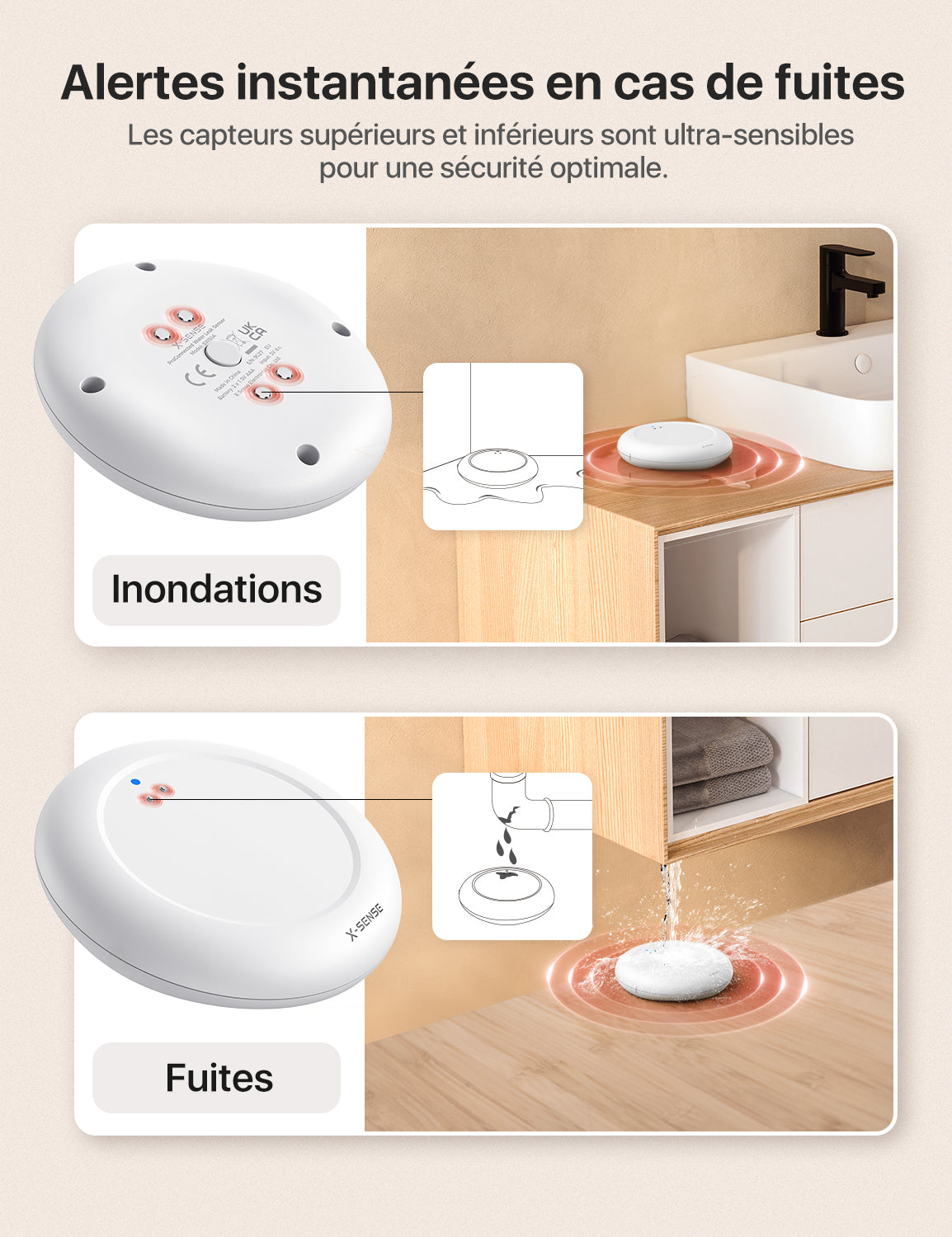 SWS0A Détecteur de fuite d'eau intelligent ultra-mince