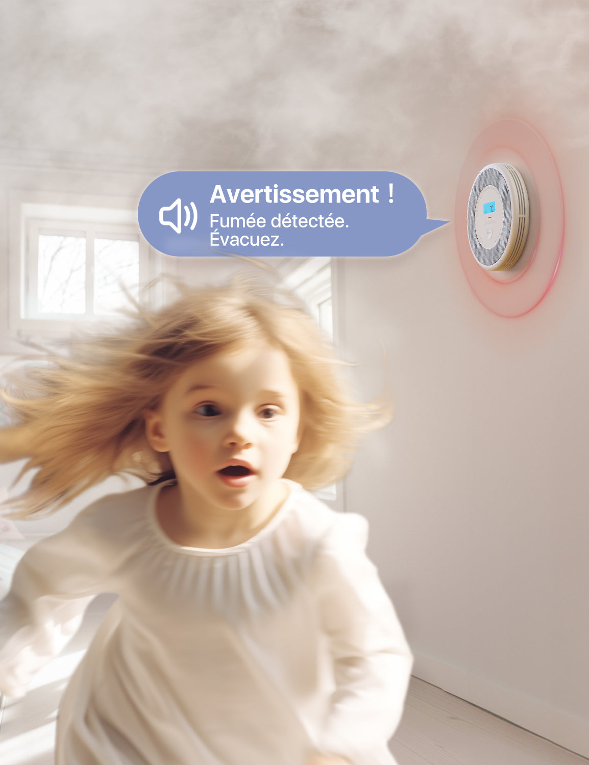 XP0A-SR Détecteur autonome de fumée et de monoxyde de carbone avec alerte vocale