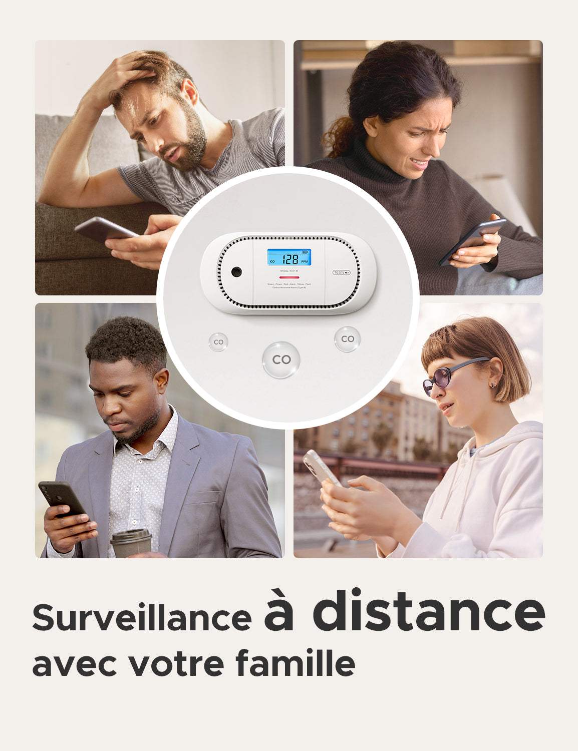 X-Sense XC01-M Alarme intelligente de monoxyde de carbone Compatible avec SBS50