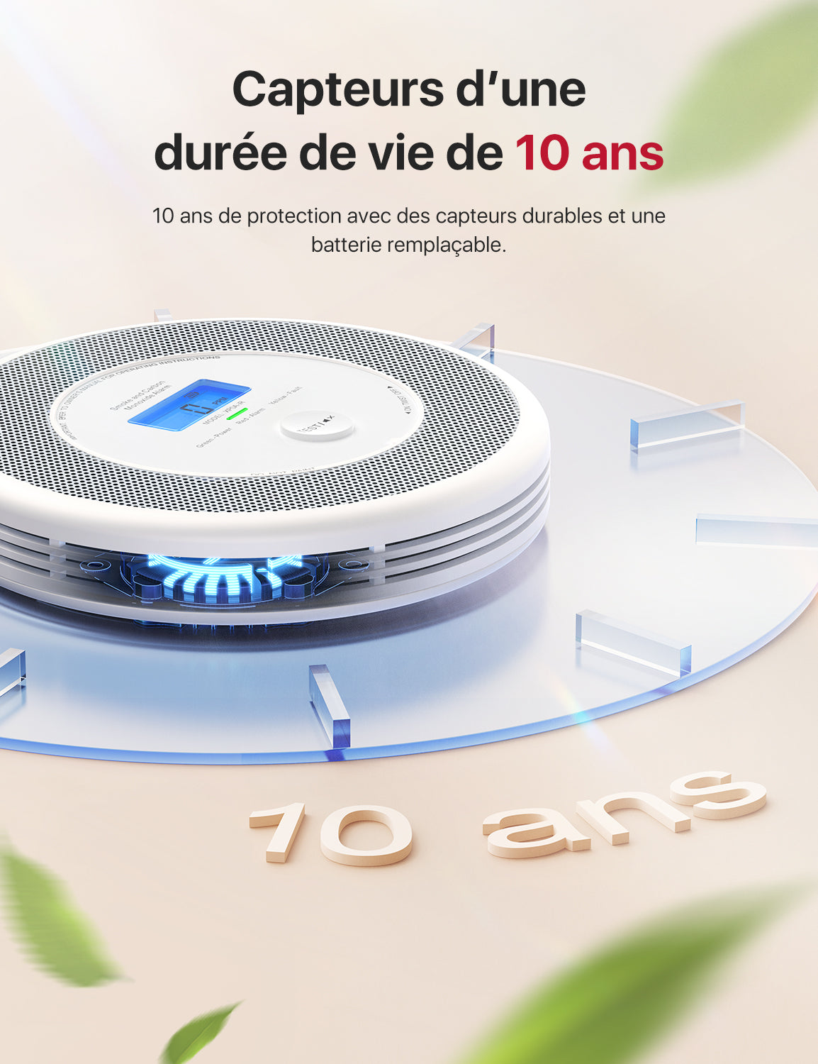 WiFi Détecteur de fumée et de monoxyde de carbone avec alerte vocale, XP0A-iR