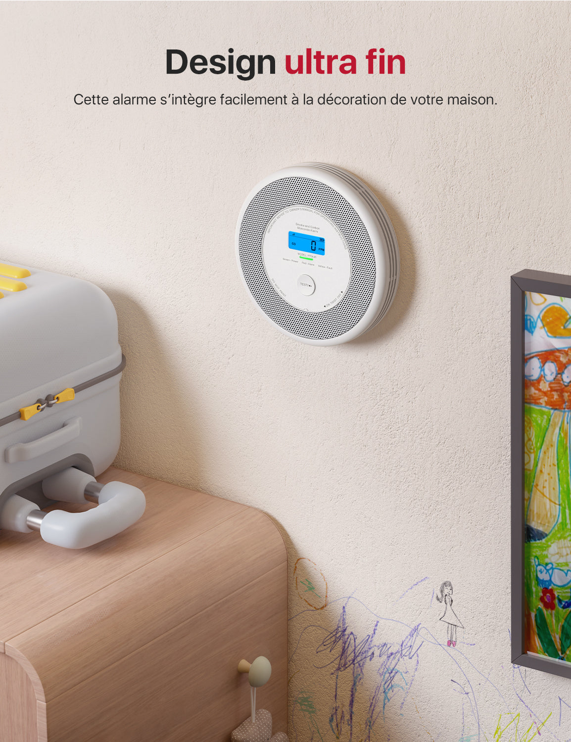 WiFi Détecteur de fumée et de monoxyde de carbone avec alerte vocale, XP0A-iR