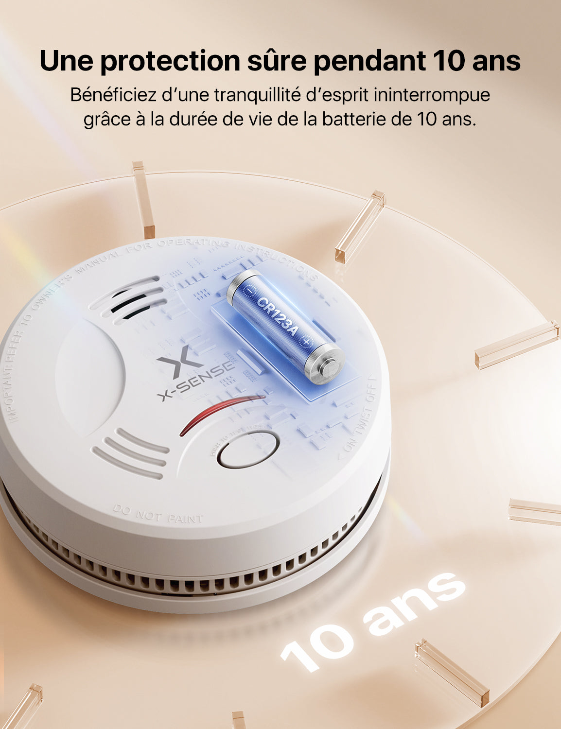 SD11 Détecteur de fumée X-Sense avec fixation magnétique et pile 10 ans
