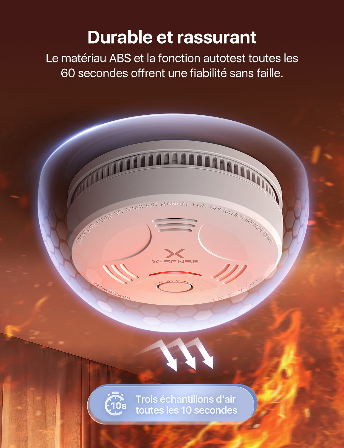 SD11 Détecteur de fumée X-Sense avec fixation magnétique et pile 10 ans