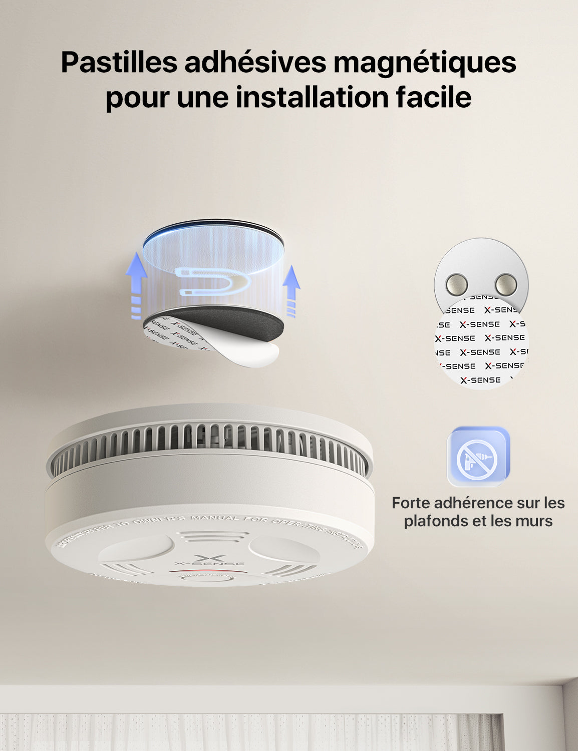 SD11 Détecteur de fumée X-Sense avec fixation magnétique et pile 10 ans