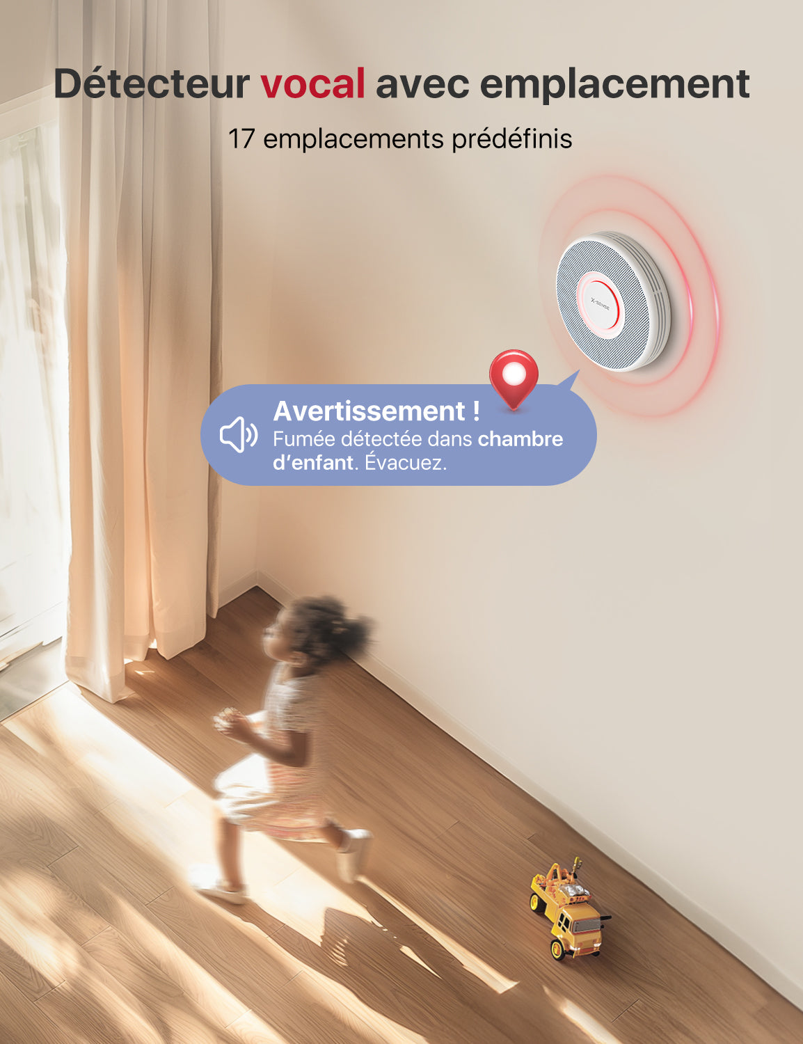 XS0B-MR Détecteur de fumée intelligent interconnecté avec alerte vocale