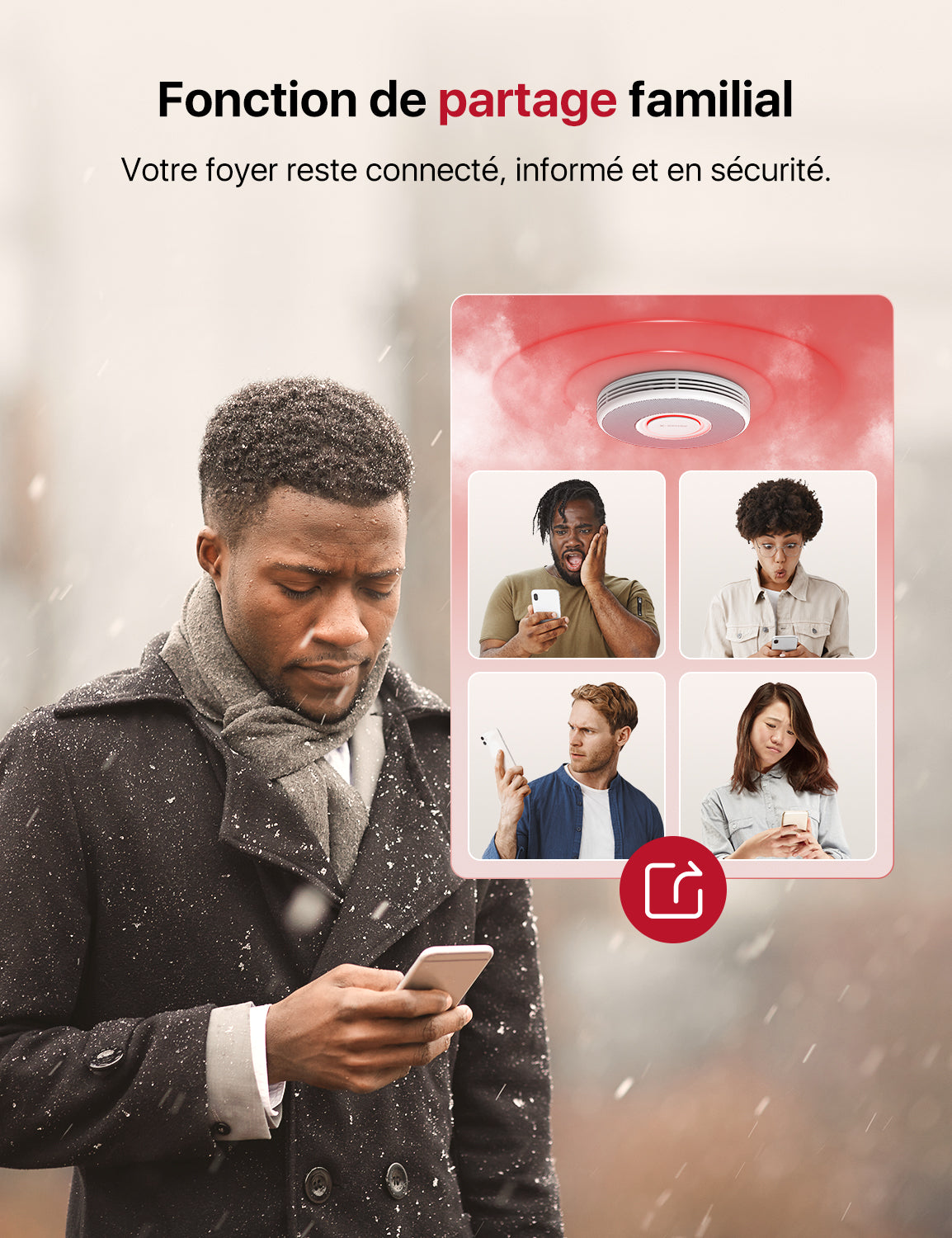 XS0B-MR Détecteur de fumée intelligent interconnecté avec alerte vocale