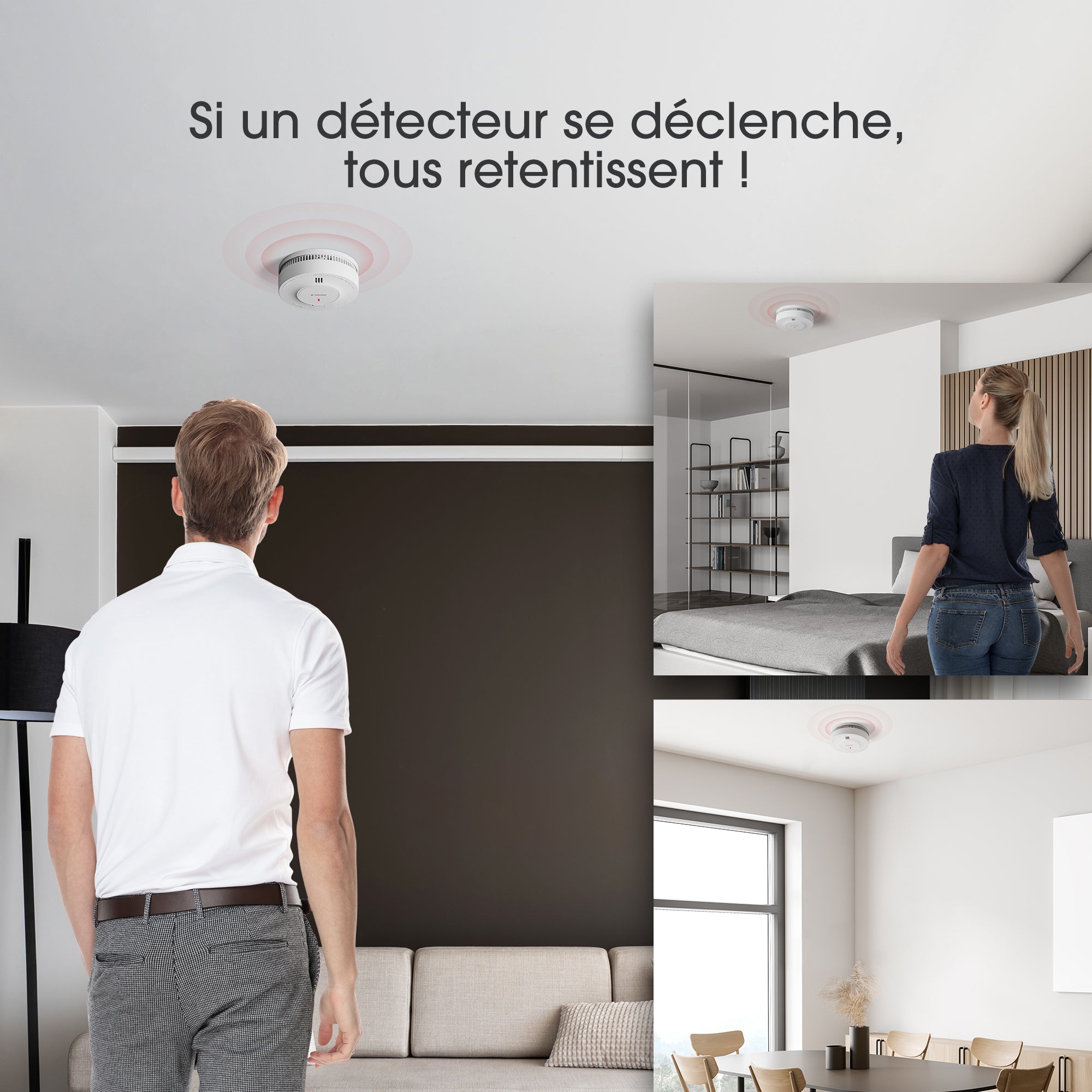 X-Sense SD19-W Détecteur de fumée interconnecté sans fil, 10 ans de batterie