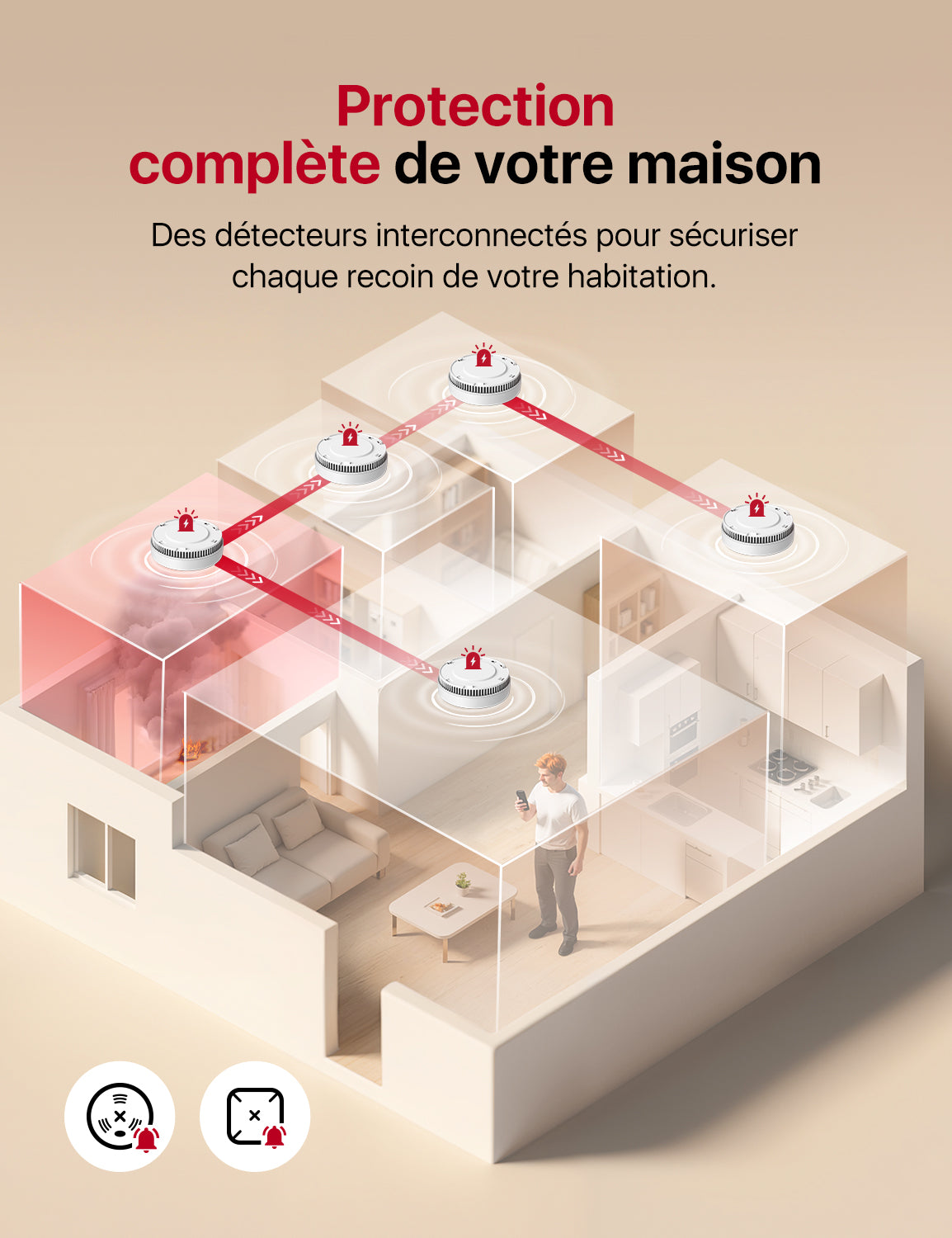 SD11-MR détecteur de fumée intelligent interconnecté
