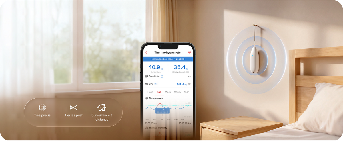 X-sense Thermomètre Hygromètre WiFi Connecté Mini - Station Météo Intérieure App Alexa - STH0A31