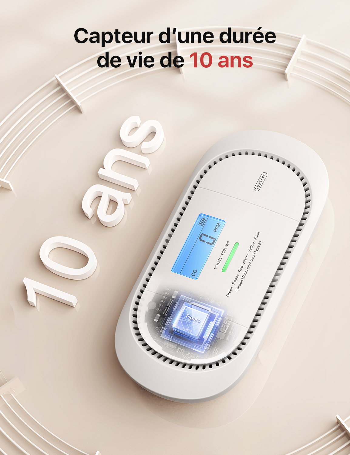 XC01-WR Détecteur de monoxyde de carbone sans fil interconnecté