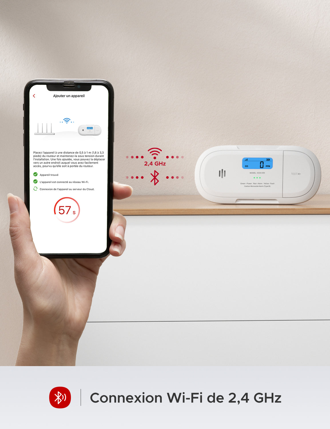 X-Sense Détecteur Monoxyde De Carbone Connecté XC04-WX - Notifications Push Et 10 Ans D'Autonomie