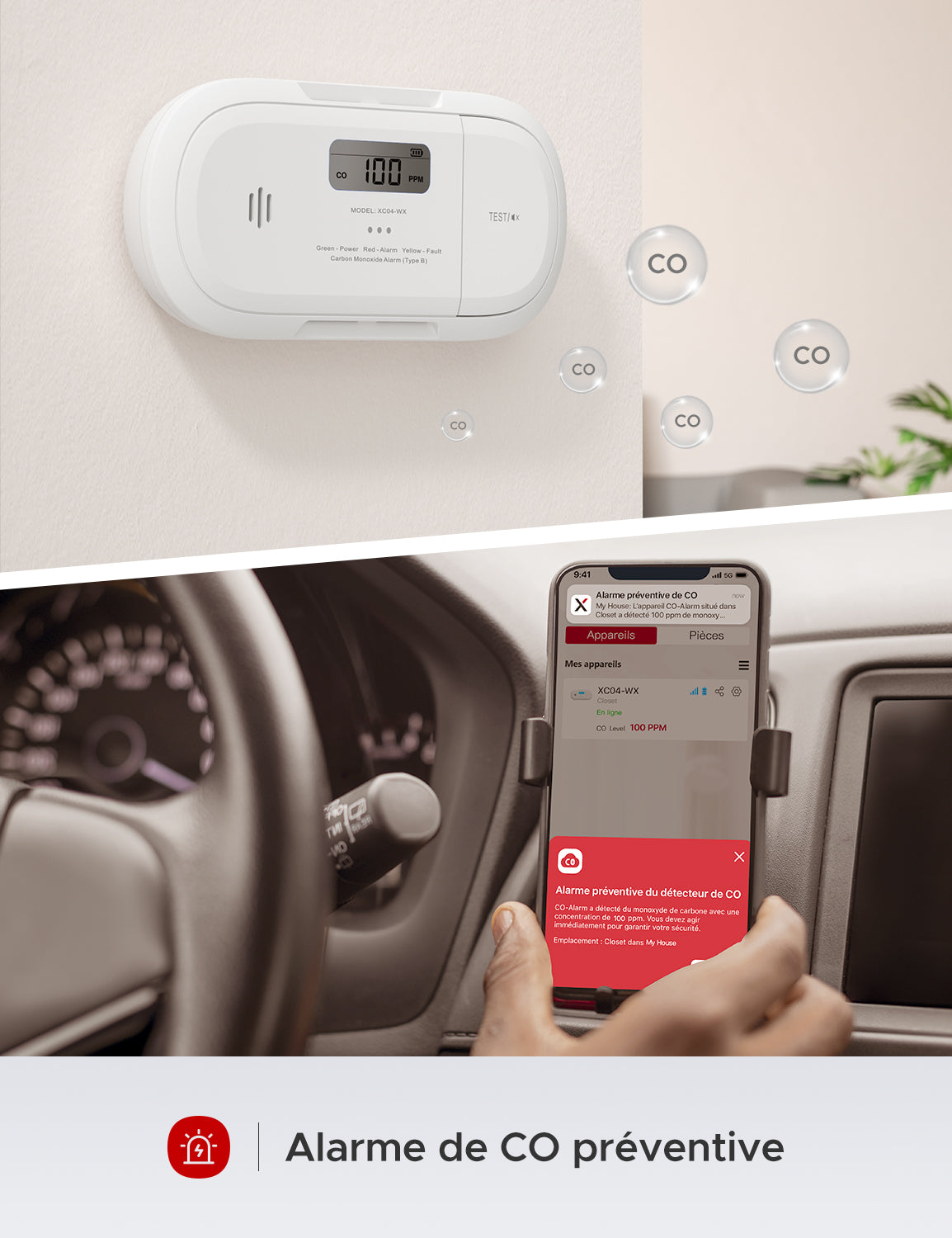 XC04-WX Détecteur de monoxyde de carbone intelligent