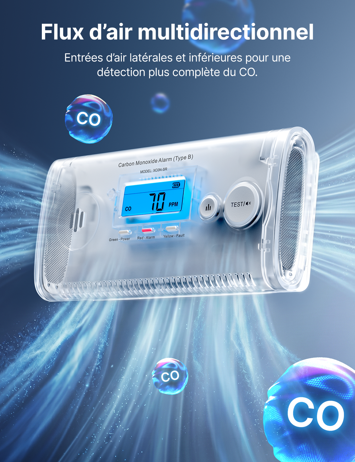XC0N-SR détecteur de monoxyde de carbone autonome
