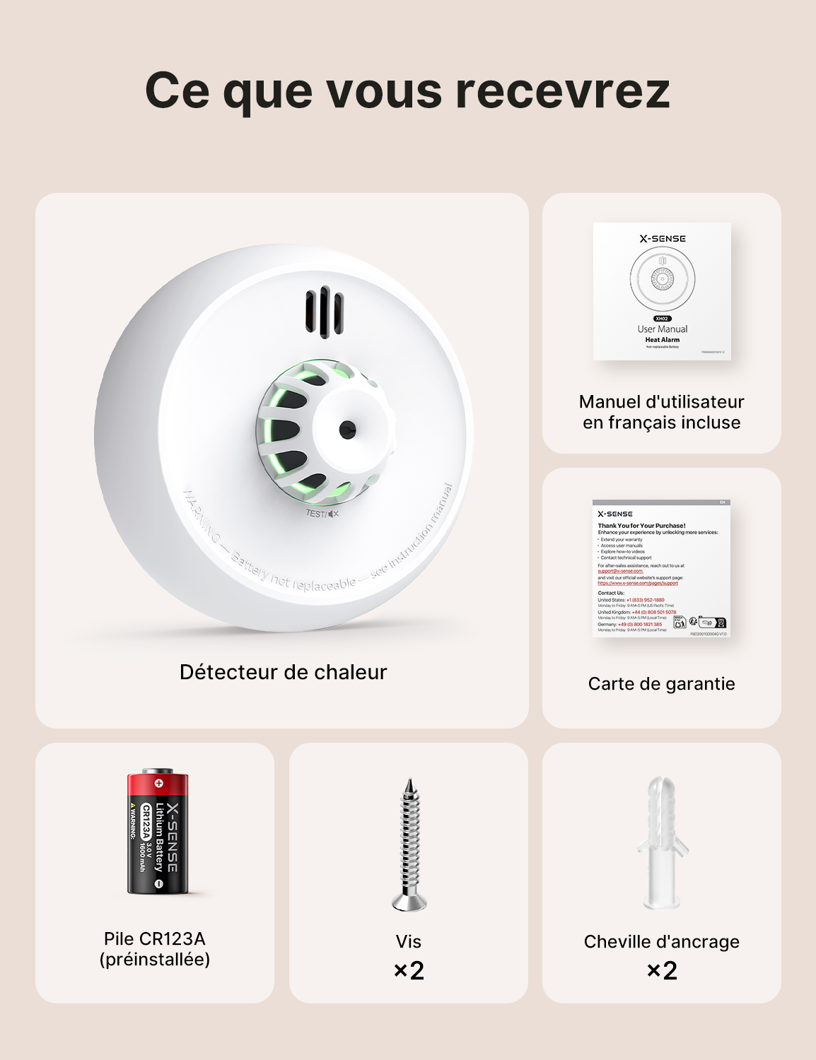 XH02 détecteurs de Chaleur autonome