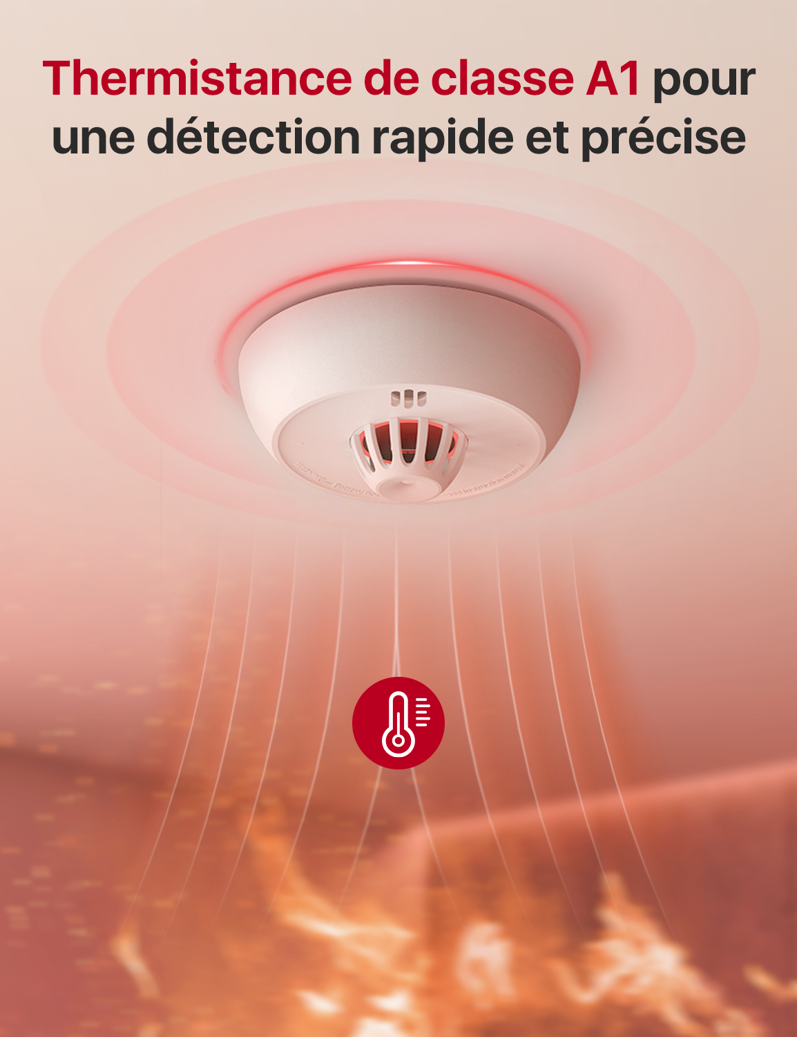 Un détecteur de chaleur X-SENSE XH02-M détecte la température.