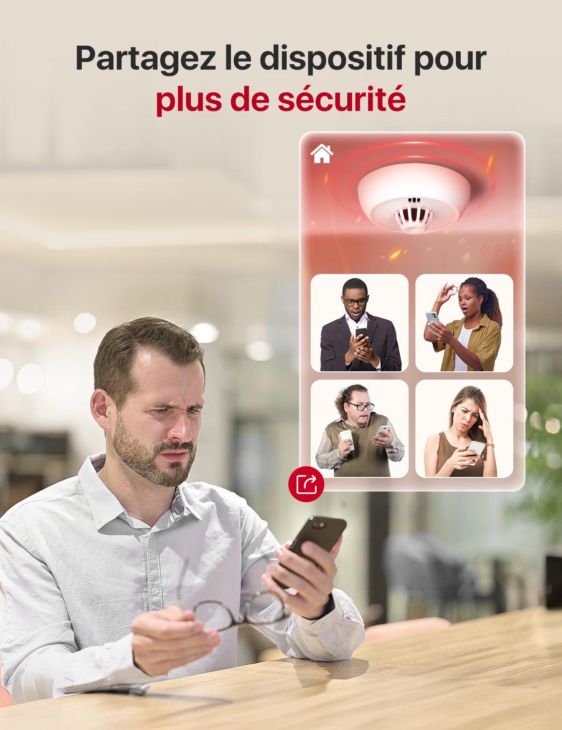 Le détecteur thermique domestique X-SENSE XH02-M a déclenché une alarme dans la maison, et les membres de la famille ont simultanément reçu une notification push via l'application.