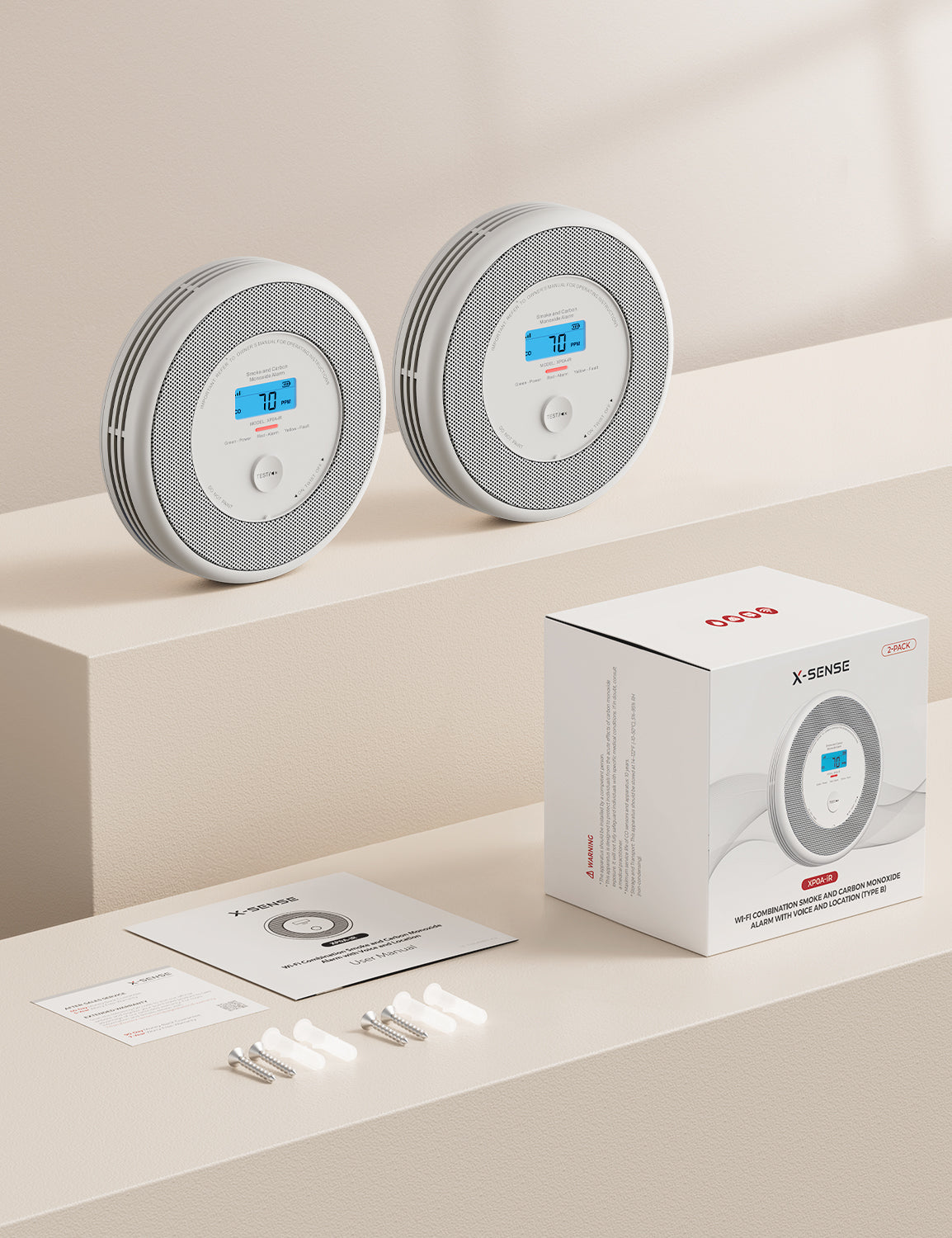 XP0A-iR Détecteur de fumée et de monoxyde de carbone intelligent avec alerte vocale