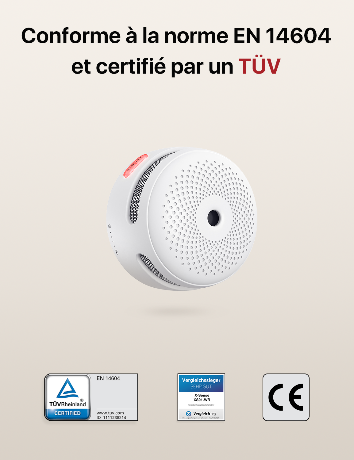 XS01-WR Détecteur de fumée sans fil interconnecté