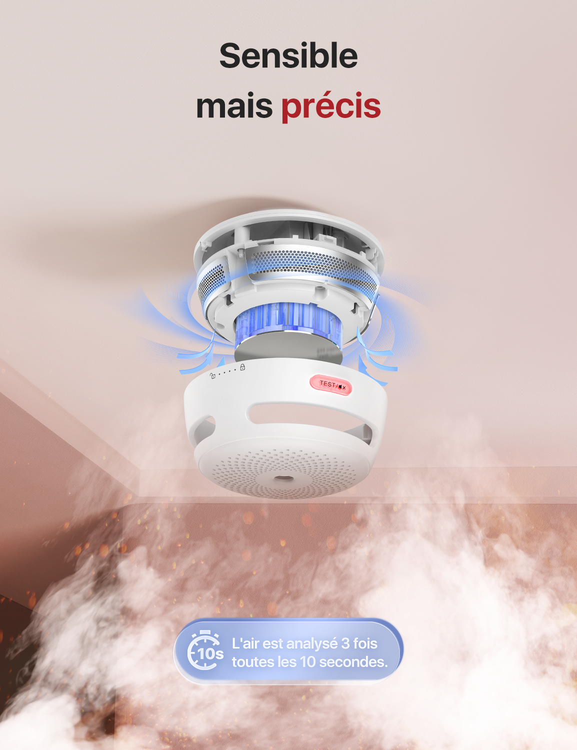 XS01-WR Détecteur de fumée sans fil interconnecté