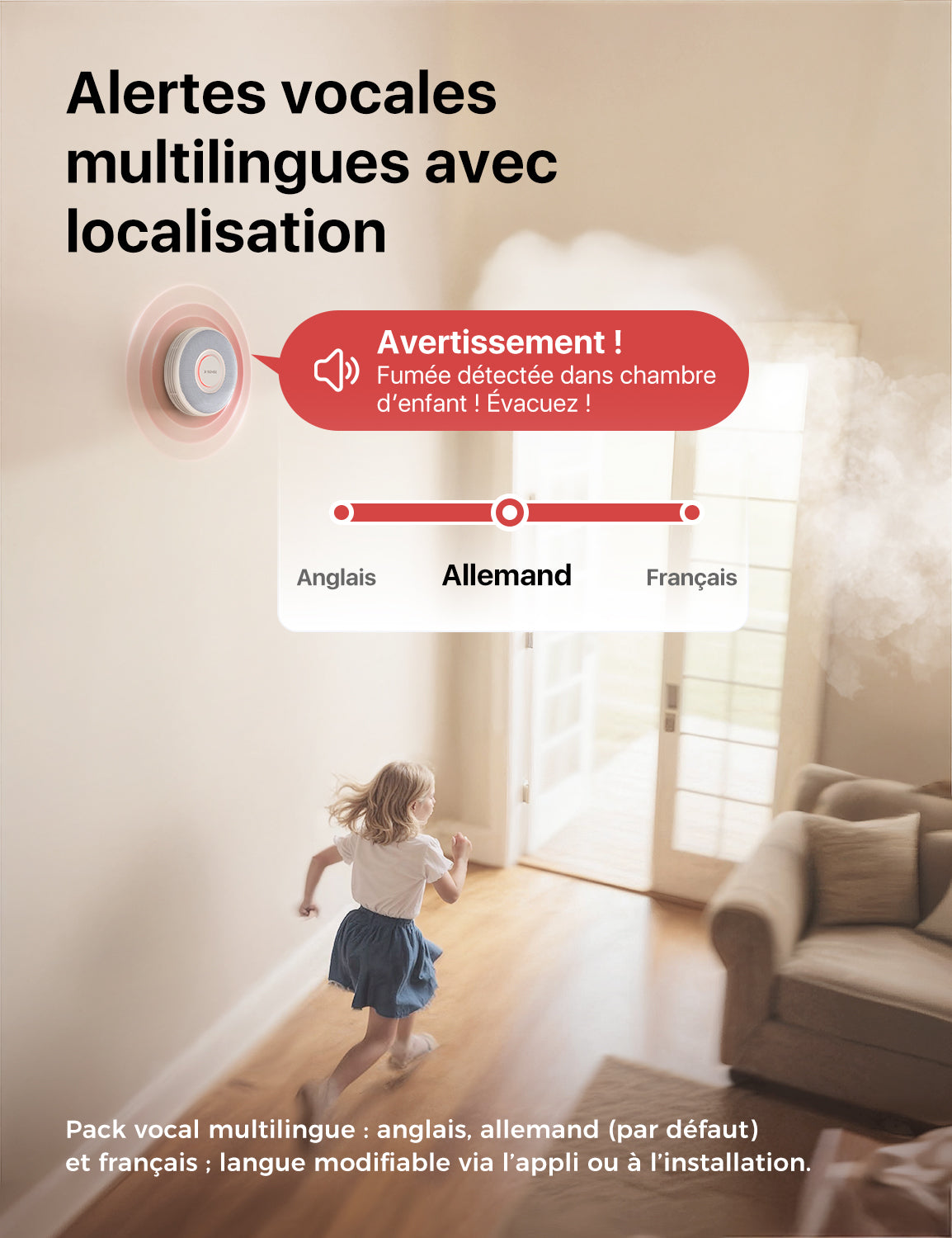 XS0B-iR Détecteur de fumée intelligent avec alerte vocale
