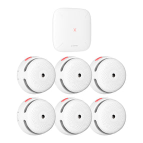 Kit X-Sense FS61, comprenant six postes d'étage interconnectés XS01-M et une station de base SBS50