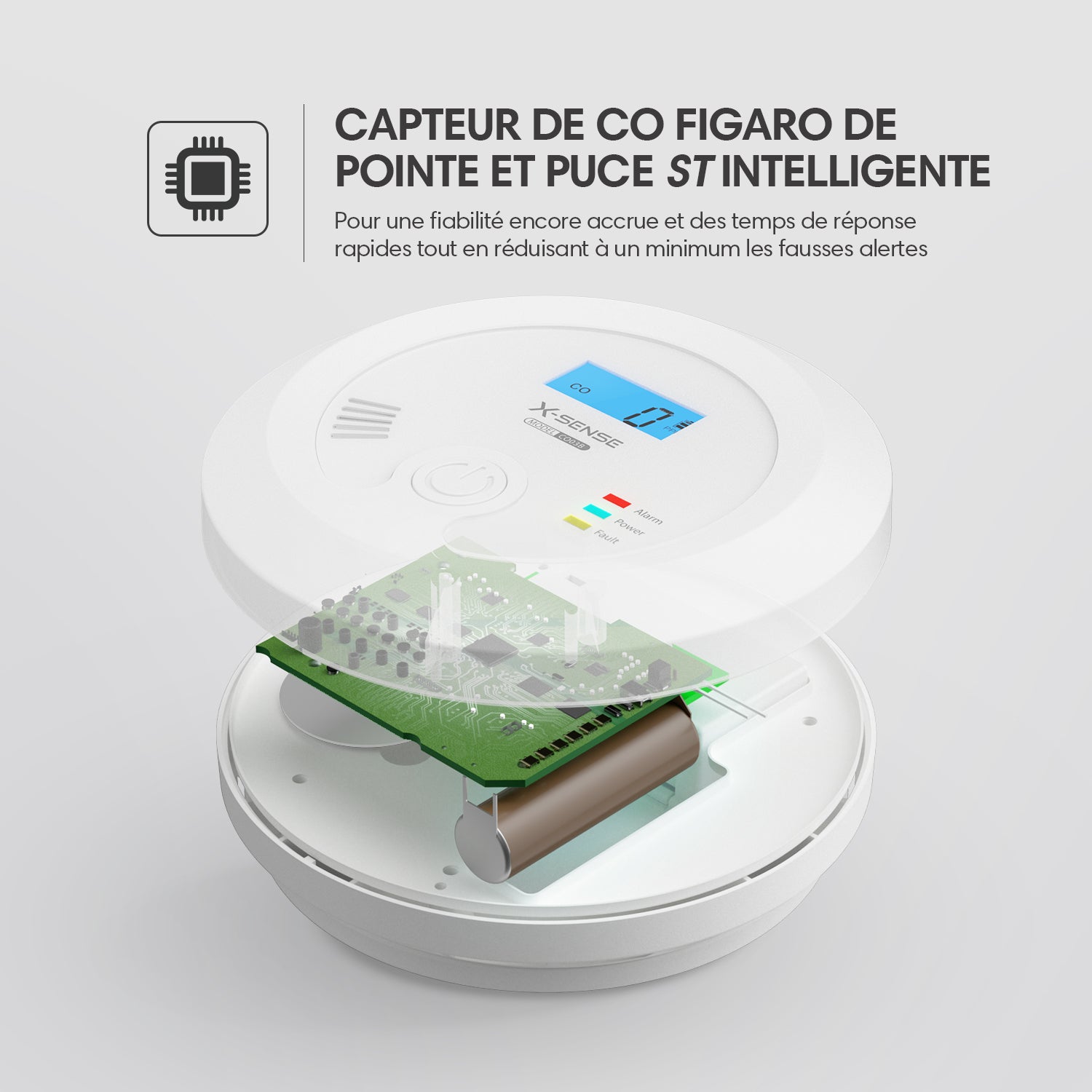 X-Sense CO03B Détecteur de monoxyde de carbone